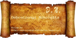 Debreczenyi Nikoletta névjegykártya